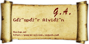 Gáspár Alvián névjegykártya