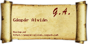 Gáspár Alvián névjegykártya